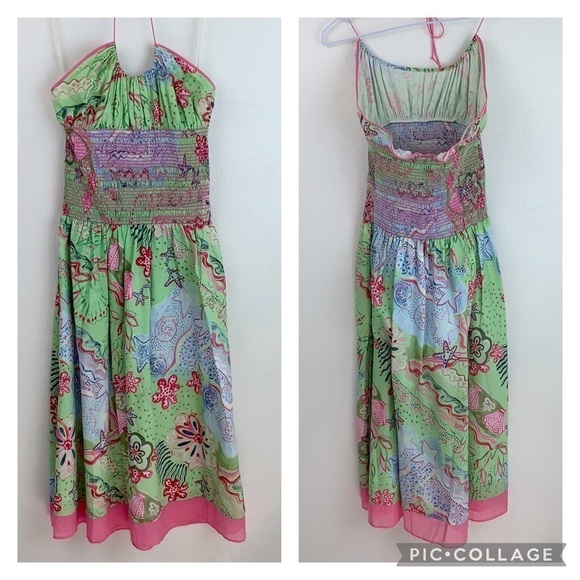 RARE Nilla Shields shirred high waist halter dress - Picture 2 of 11